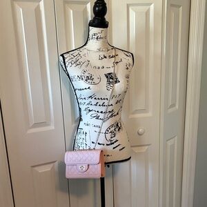 Pink Plastic Quilted Crossbody Bag